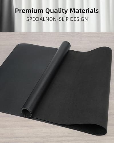 Leather Desk Pad Protector, Mouse Pad, Office Desk Mat, Non-Slip PU Leather Desk Blotter, Laptop Desk Pad, Waterproof Desk Writing Pad for Office and Home (Black, 31.5" x 15.7") thumbnail 4
