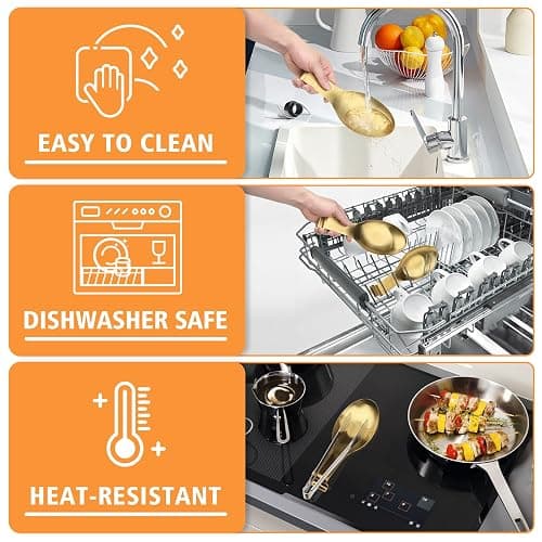 VanlonPro Stainless Steel Spoon Rest, Spatula Ladle Holder, Stainless Steel Utensil Spoon Rest Holder, Brushed Finish, Dishwasher Safe 9.8 x 3.7 Inch (Gold 2PCS) thumbnail 5