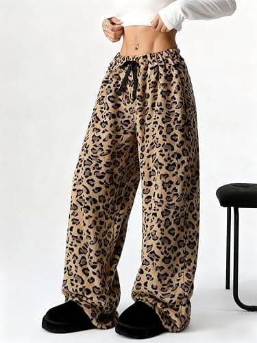 Womens Fuzzy Fleece Pajama Pants Fluffy Pj Bottoms Plush Fall Winter Cozy Warm Pajamas Cute Flannel Lounge Pant thumbnail 4