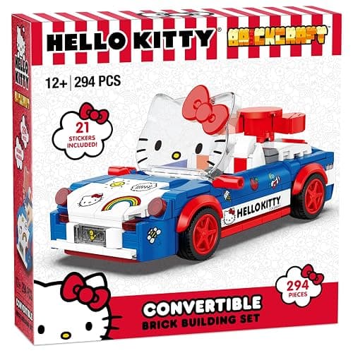 Brickcraft Officially Licensed Sanrio Hello Kitty Convertible Car Building Set, 294-Piece Multicolor Brick Kit with Detailed Character Face, Sticker Sheet Included thumbnail 5