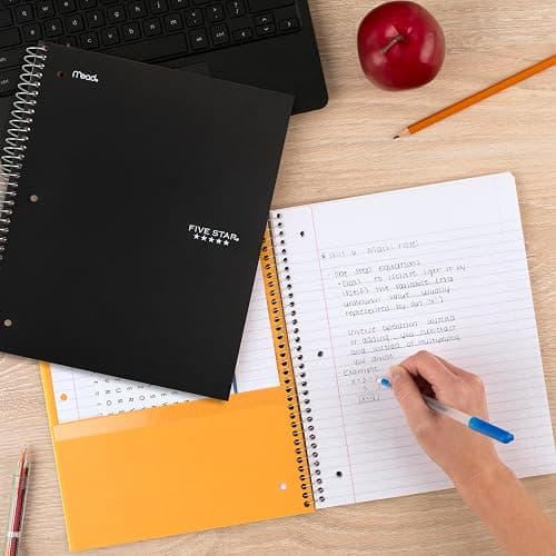 Five Star Spiral Notebook + Study App, 3 Subject, College Ruled Paper, Fights Ink Bleed, Water Resistant Cover, 8-1/2" x 11", 150 Sheets, Black (72069) thumbnail 8