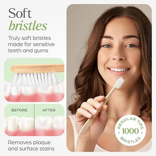 VIVAGO Bamboo Toothbrushes 10 Pack – Natural Toothbrushes, Plant-Based Soft Bristles – Eco-Friendly Wooden Toothbrush thumbnail 4