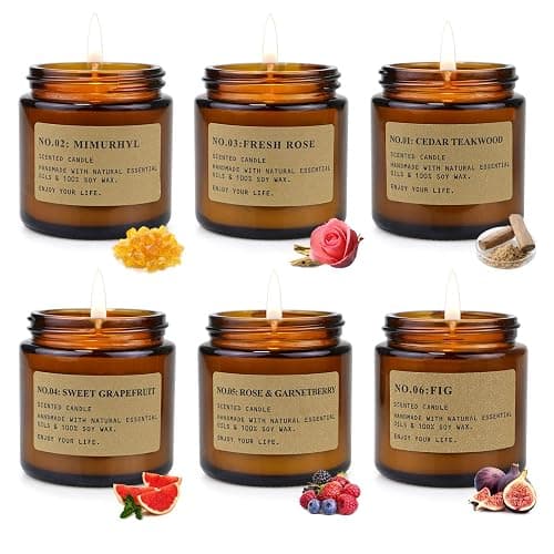 MOULENGGU 6 Pack Candles for Home Scented Aromatherapy Candle Gift Set for Women Soy Wax Long Lasting Amber Jar Candles Gift for Birthday Mother's Thanksgiving Day Present thumbnail 2