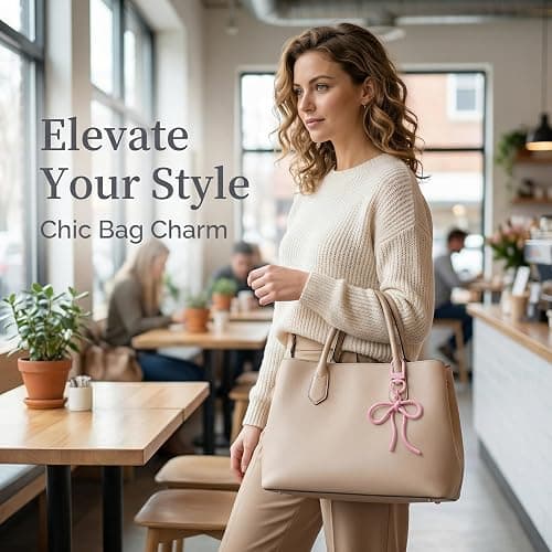 YOJO Bow Keychain, Elegant Bowknot Bag Charm, Key Ring for Backpacks & Car Keys thumbnail 4