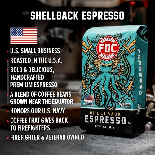 Fire Department Coffee - Gives Back to Firefighters - Bold & Smooth Shellback Espresso Coffee Beans - Roasted in the USA - Veteran Owned - 12 oz thumbnail 2