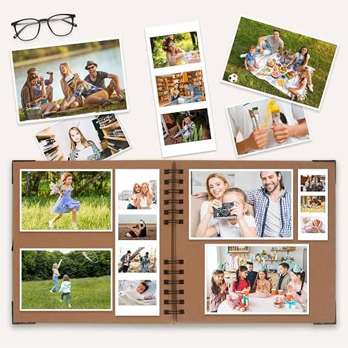 Scrapbook Album, 8 x 8 Inch Scrap book, 60 Brown Blank Pages Scrapbooks, Hardcover Photo Album Scrapbook, Kraft Paper Memory Book, Traveling, Birthday & Holiday Gifts. thumbnail 6