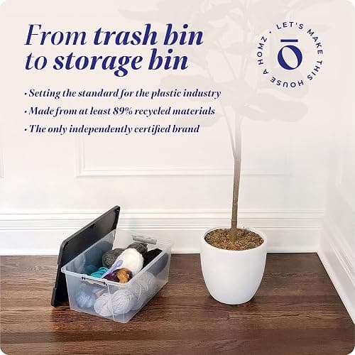 HOMZ 4-Pack Secure Latch, Clear Plastic Storage Organizer Bins, 15 Quart, Gray Lid - Stackable Container Boxes for Bedroom, Bathroom, Garage, and Office Organization thumbnail 7