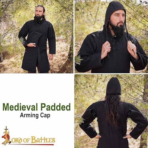 Pack of Chainmail Coif and Cotton Padded Arming Cap Protector Under Armor Chainmail Coif Ideal for LARP, Renfair thumbnail 5