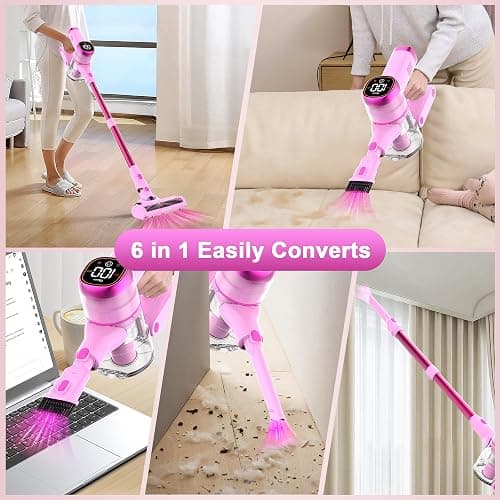 Tikom V500 Cordless Vacuum Cleaner for Home, 40000Pa/450W Stick Vacuum with LED Touch Screen, Charging Wall Dock, Anti-Tangle, Lightweight Handheld Vacuum for Pet Hair, Hard Floor, Carpet thumbnail 3
