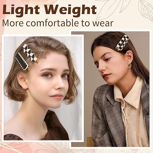 Gingbiss 18 Pcs Hair Clips for Women Girls, Black White Checker Cute Hair Barrettes with Storage Box, No Bend Korean Styling Minimalist Hair Accessories, Gift for Women Girls thumbnail 4