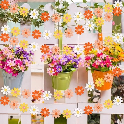 Daisy Groovy Boho Party Banner - Colorful Daisy Flower Banner for Hippie Party, Two Groovy Birthday, Baby Shower, Home & Classroom Decorations thumbnail 2