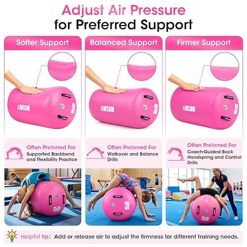 AWSUM Gymnastics Barrel, Air Roller for Back Handspring and Walkover | Tumbling Barrel, Inflatable Gymnastics Roller for Home Gym Practice, Cheerleading Training, Thickened PVC, Pump Not Included thumbnail 4