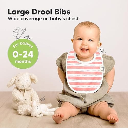 8-Pack Organic Baby Bibs for Boys, Girls - Soft Cotton Drooling and Teething Bibs for Baby Girl & Boy, Extra Absorbent, Easy To Clean & Put On for Toddler, Newborn, Infant 0-24 Months (Sweet Charm) thumbnail 3