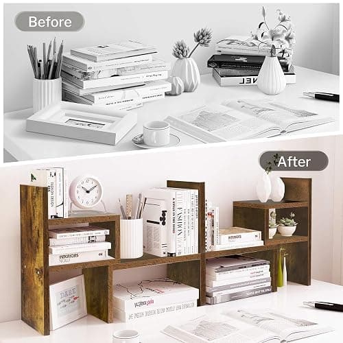 Jerry & Maggie - Desktop Organizer Office Storage Rack Adjustable Wood Display Shelf, Birthday Gifts Toy Home Decor Free Style Rotation Display True Natural Stand Shelf (Natural Wood Tone) thumbnail 5