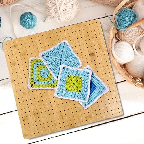 Iswabard 13x13 Inch Blocking Mats Blocking Board for Crocheting with 15 Stainless Steel Rods Crochet Blocking Board Large Base Bamboo Granny Square (Bamboo-C13‘’) thumbnail 5