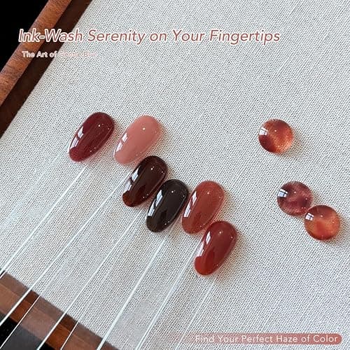 GAOY Tortoise Jelly Gel Nail Polish Set, 6 Colors Red Brown Sheer UV Gel | Blooming Effect, Buildable Color, UV Lamp Required, Long Lasting, Easy to Apply, Salon Manicure at Home thumbnail 2