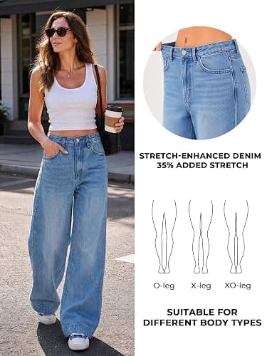 EMMIOL Women's 2026 Wide Leg Jeans Distress High Waist Stretchy Baggy Denim Pants Trousers Clothing thumbnail 6