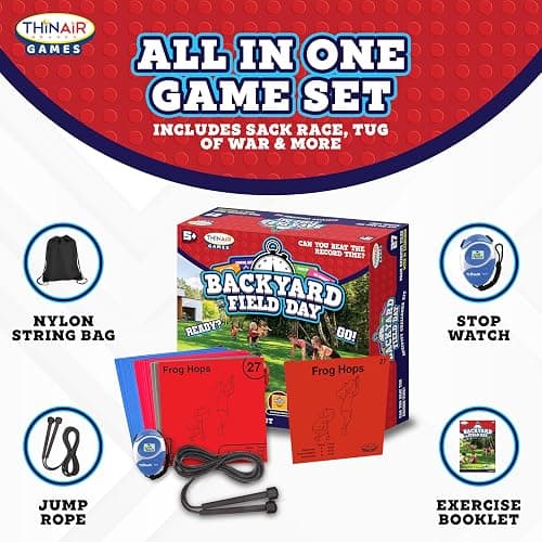 Playful Minds Backyard Field Day Obstacle Course Game – 27 Double-Sided Foam Challenge Tiles with 54 Kid-Friendly Exercises, Stopwatch, Jump Rope & Carry Bag – Outdoor Fitness Fun for Kids & Families thumbnail 4