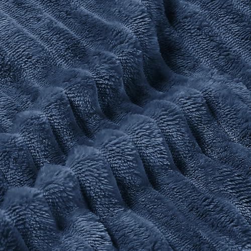 BEDELITE Fleece Throw Blanket for Couch – 3D Ribbed Jacquard Soft and Warm Decorative Fuzzy Blanket – Cozy, Fluffy, Plush Lightweight Navy Blue Throw Blankets for Bed, Sofa, 50x60 inches - Navy - Throw(50"x60") thumbnail 6