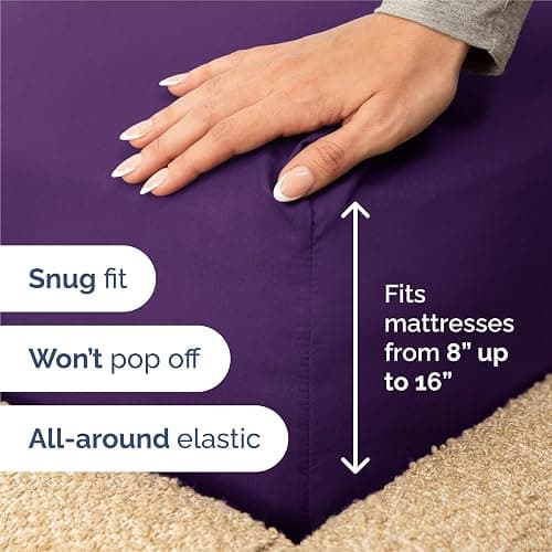 King Size 4 Piece Sheet Set - Comfy Breathable & Cooling Bed Sheets Set - Hotel Luxury Bedding for Women, Men, Kids, Teens, Boys & Girls - Deep Pockets, Ultra-Soft, Wrinkle Free - Oeko-Tex - Purple thumbnail 2