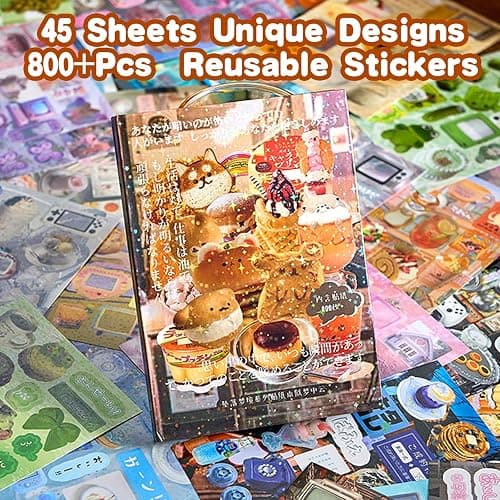 800PCS+ Japanese Sticker Book for Kids Adults Aesthetic Waterproof Reusable Vintage Stickers for DIY Scrapbook Journaling Water Bottle Laptop Heisei Retro Travel Memory Manga Cute Gifts (Dream) thumbnail 6