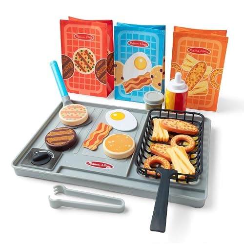 Melissa & Doug Flip & Fry Grill Play Set with Water Wow!® Kids Kitchen Playset with Color Changing Play Food, Preschool Toys for Girls & Boys Ages 3+ - Image 1