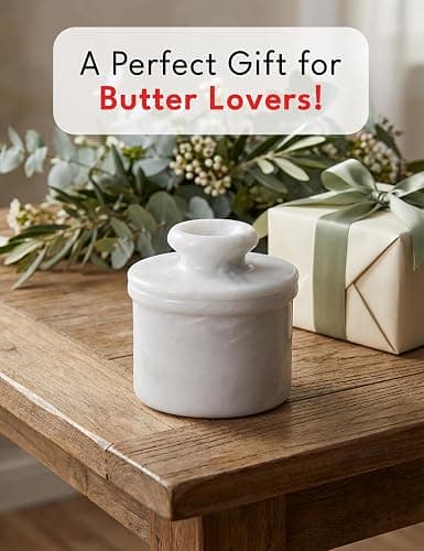 Radicaln Marble Butter Keeper 4.25'' Inches White Handmade French Butter Holder For Kitchen Counter Decor Ideal Butter Crock For Counter With Water & Butter Crock For Kitchen thumbnail 5