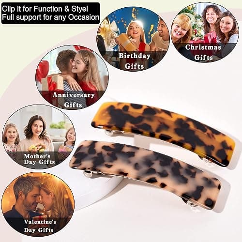 2 Pièces Grande Barrettes À Cheveux Chic, Rectangle Barettes Cheveux Pince À Cheveux, Automatique Barrette Cheveux Ecailles thumbnail 6