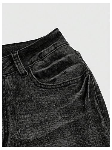 MakeMeChic Women's Flared Jeans Bell Bottom Jeans Embroidered Y2K High Waist Stretchy Denim Pants thumbnail 3