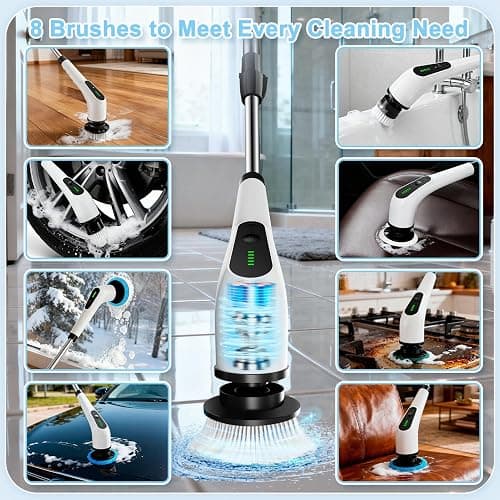 Homlab Electric Spin Scrubber, Cordless Cleaning Brush with 8 Replaceable Brush Heads, Shower Scrubber with Adjustable Extension Handle, Waterproof Power Scrubber for Bathroom Tile Floor Tub Car Walls thumbnail 5