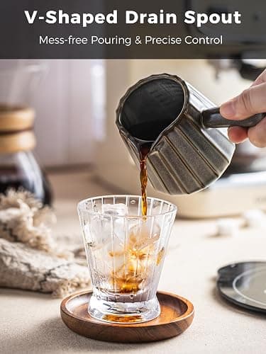 YHOJOY Espresso Cups Ceramic, 200ML Espresso Measuring Cup with Spout, Expresso Shots Cups with Handle, Espresso Accessories, Dark Green thumbnail 6