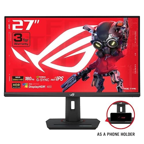 ASUS ROG Strix 27” QHD (2560x1440) HDR400 USB-C Gaming Monitor (XG27ACS), 180Hz,1ms, Fast IPS, 133% sRGB, Extreme Low Motion Blur Sync, G-Sync Compatible, DisplayWidget, Tripod Socket, 3 Year Warranty thumbnail 2