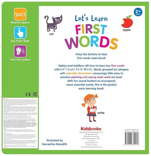 Let’s Learn First Words – Interactive 27-Button Sound Book for Babies & Toddlers | Early Learning Board Book with Adorable Art & Real-World Word Sounds thumbnail 2