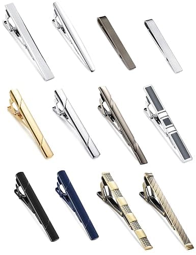 Jstyle 12 Pcs Tie Clips Set for Men Tie Bar Gift for Men Clip Set for Regular Ties Necktie Wedding Business Clips with Luxury Package thumbnail 2