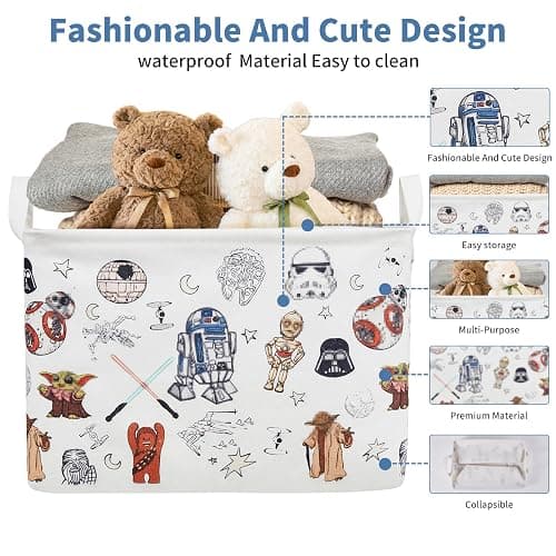 BHXXRQRQ Star Room Nursery Decor,Baby Laundry Large Hamper Foldable With Waterproof Pe Coating,Dirty Clothes Basket Featuring The Child,Bedroom,Bathroom Set,Toy Bin,Kids Birthday Gifts (Square) thumbnail 4