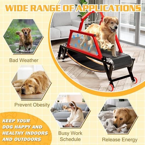 Dog Treadmill Heavy Duty Indoor Slatmill for Dogs with Brake Easy to Move Running Machine for Pet Jogging Non-Electric Exercise Equipment to Keep Fit and Healthy for Large & Medium Dogs thumbnail 6