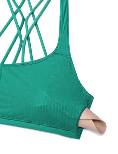 CRZ YOGA Womens Naked Feeling Criss Cross Sports Bra - Strappy Back Padded Medium Support Wireless Gym Cami Workout Yoga thumbnail 5