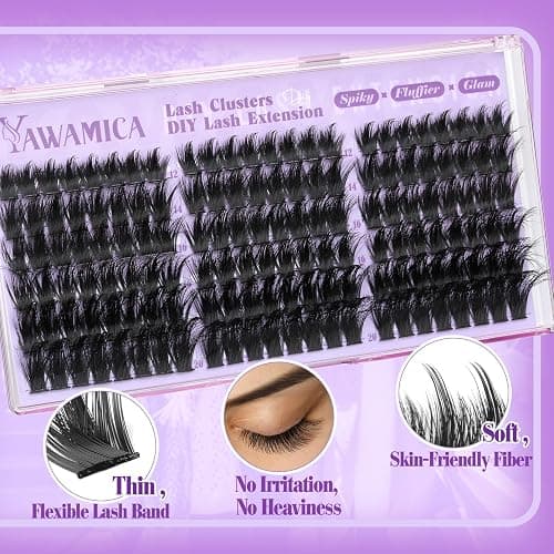 Spiky Lash Clusters Volume Eyelash Clusters with Spikes Manga Lashes Clusters Wispy Cluster Eyelash Extensions 12-20mm D Curl Individual Lashes 200D Fluffy Cluster Lashes for DIY Lash Look by Yawamica thumbnail 8
