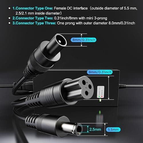 EVAPLUS SGS Certified 42V 2A Fast Charger with 3 Types of Connectors, for 36V Lithium Batteries- Compatible with Pocket Mod, Sports Mod, Electric Scooters thumbnail 3