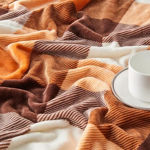 SOCHOW Buffalo Plaid Flannel Fleece Throw Blanket 50 x 60 Inches, Soft Lightweight Cozy All Season Orange Checkered Blanket for Bed, Couch, Car thumbnail 4