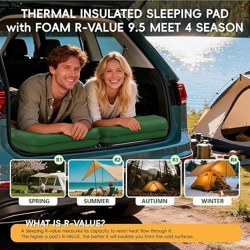 HiiPeak Memory Sleeping Pad, Compact Ultra-Thick Foam Sleeping Mats with Pillow for Camping, Easy Inflate&Deflate,9.5 R-Value Insulated Camping Mattress Pad for Car Travel Tent thumbnail 6