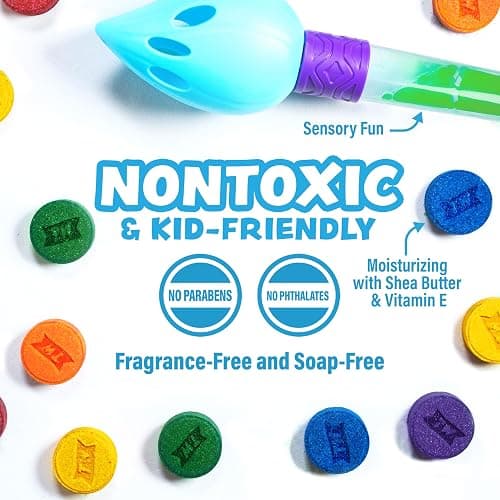 Tub Works® Bath Color Brush™ Kids Bath Bomb Set | Nontoxic & Fragrance-Free | Use Brush to Paint Water with Vibrant, Fizzing Colors | Fun BathBombs for Kids Bath | Creative Bathtub Toys for Toddlers thumbnail 5