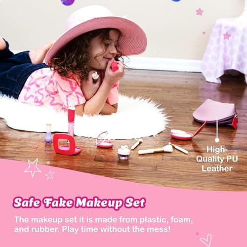 Litti Pritti Toddler Makeup Kit - Pretend Make up 11-Piece Play Makeup Set for Little Girls Age 3 and Up - Kids Cosmetic Bag Includes Brushes, Lipstick, Nail Polish - Pretend Play Toddler Girl Toys thumbnail 4