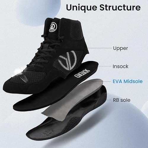 Men's Wrestling Shoes with Lightweight,Sdtdid Boxing Shoes Made of Micro Suede for Gym,Powerlifting,Bodybuilding,Training Etc. thumbnail 2
