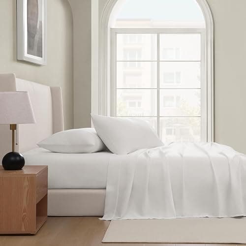 UGG King Sheet Set 4-Piece Luxury Cooling Sheets Deep Pockets Premium Bedding with 2 Pillow Shams Hypoallergenic Machine Washable Soft Lightweight Bed Set for Bedroom, King, White (Hedi) thumbnail 2