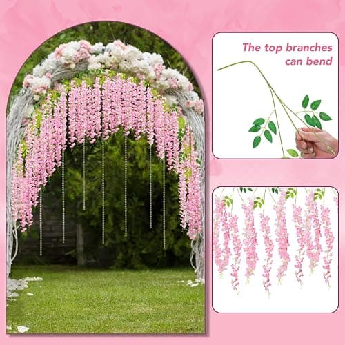 Alotiki Pink Wisteria Hanging Flowers, 50 Pack Fake Hanging Flowers | Artificial Flowers for Outdoors, Fake Flowers Garland for Backdrop, Home Garden Wedding Decor, Wisteria Garland Wedding Arch thumbnail 6