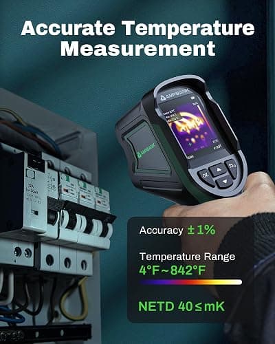 H128 Handheld Thermal Camera, 240 x 240 TISR Resolution, 24h Battery Life Thermal Imaging Camera, 25 Hz Infrared Camera with Temperature Alarm, -4℉~ 842℉ Temp Range, IP65 Protection Level thumbnail 5