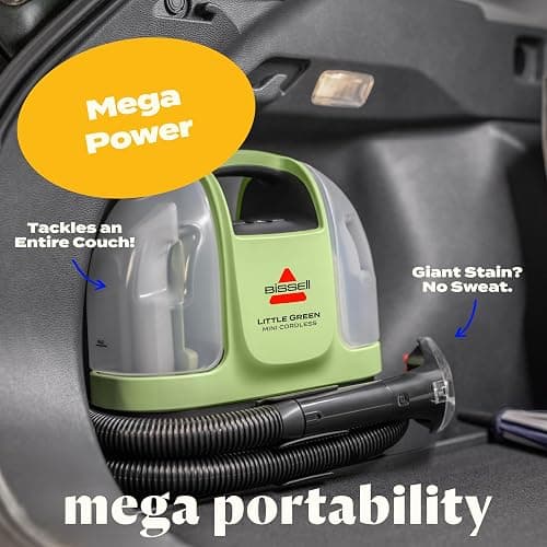BISSELL Little Green Mini Cordless Portable Carpet and Upholstery Deep Cleaner, Car/Auto Detailer, with HydroRinse Self-Cleaning Tool and 4" Tough Stain Tool, 4015 thumbnail 5