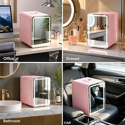 MoraRise 16L Skincare & Makeup Mini Fridge, Cooler & Warmer with LED Mirror | Portable Compact Desktop Small Beauty Fridge for Bedroom, Dressing Table & Office, AC/DC Mains thumbnail 9