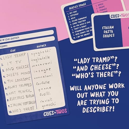 Clues in Twos | The most fun you can have with two words! | A family friendly party game perfect for teens & adults | age 12+ | 2-8 players thumbnail 5
